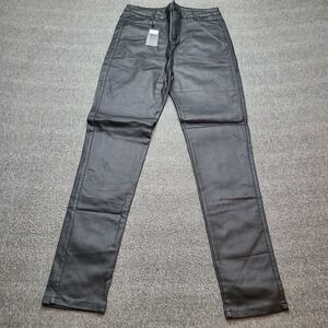 Apperloth Women's Black Faux Leather Pants Size XXL High Waisted Slim Fit